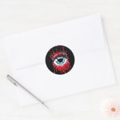 Sticker Rond Oeil bleu goutte sang horreur art (Enveloppe)