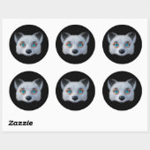 Sticker Rond Oeil bleu renard argenté (Feuille)