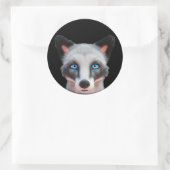 Sticker Rond Oeil bleu renard argenté classique collant rond (Sac)
