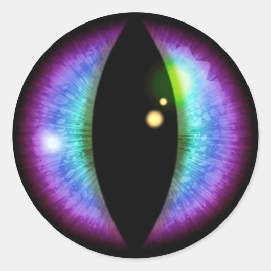 Sticker Rond Oeil de dragons bleu et violet (Devant)