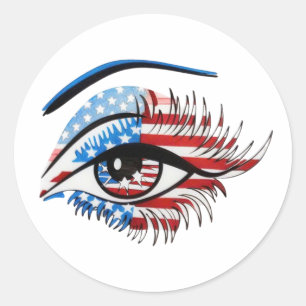 Sticker Rond Oeil de drapeau américain, Clipart de sublimation 