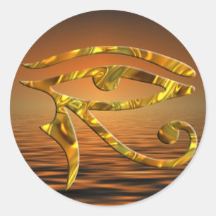 Sticker Rond Oeil de Horus - coucher du soleil de l'OR