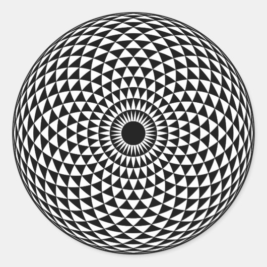 Sticker Rond Oeil de mandala géométrique en noir et blanc (Devant)