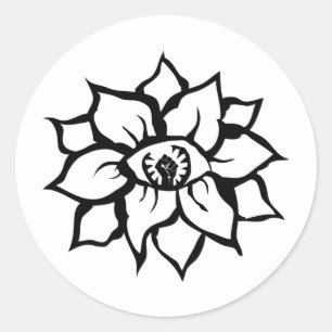 Sticker Rond oeil de poing noir de la fleur