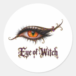 Sticker Rond Œil de sorcière Orange Glam Gothique Halloween Eye