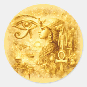 Sticker Rond Œil d'or d'Horus Art pharaonique égyptien