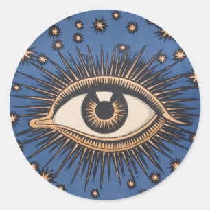 Sticker Rond Oeil étoile Lune Celeste Nouveau