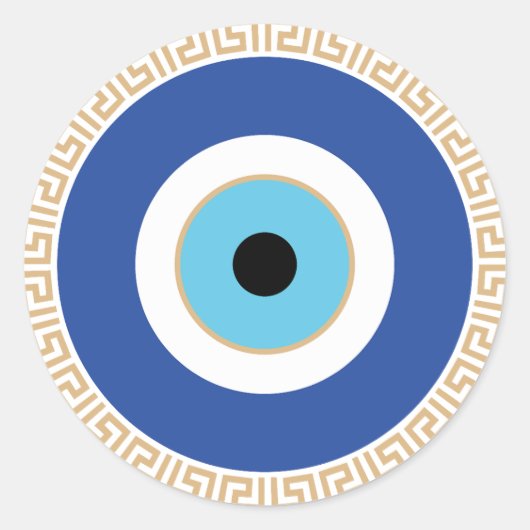 Sticker Rond Oeil mal grec dans la clé grecque (Devant)