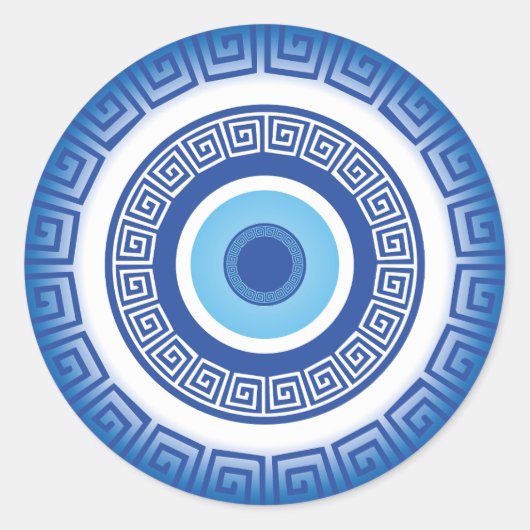 Sticker Rond Oeil mal grec dans la clé grecque (Devant)