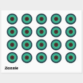 Sticker Rond Oeil mal Turquoise (Feuille)