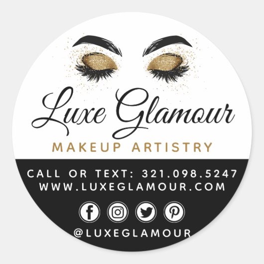 Sticker Rond Oeil or glamour Lashes Brows Beauté Bar Social (Devant)