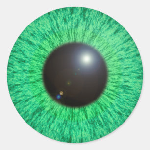 Sticker Rond Oeil vert-bleu avec l'autocollant de fusée