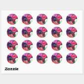 Sticker Rond Oeillets et fleurs de zinnia (Feuille)