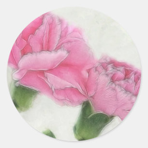 Sticker Rond Oeillets roses 3