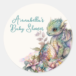 Sticker Rond Œuf de bébé dragon mignon