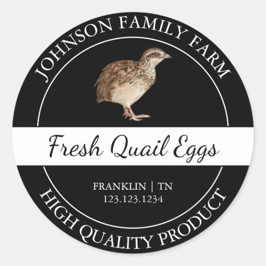 Sticker Rond Œuf de caille frais Black Label (Devant)