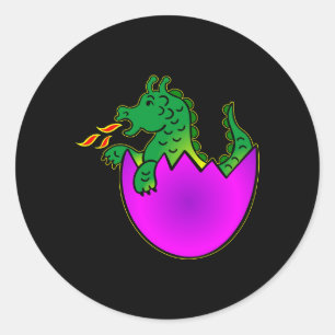Sticker Rond Oeuf de dragon de bébé noir