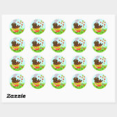 Sticker Rond Oeuf de Pâques Chocolat Labrador Chiot caricature (Feuille)