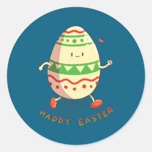 Sticker Rond Œuf de Pâques joyeux pour femmes graphique œuf d'é