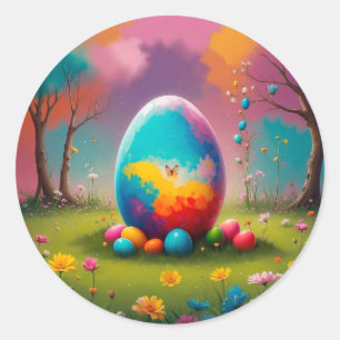 Sticker Rond "Oeuf de Pâques" - Symbole du renouveau et de la j