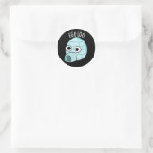Sticker Rond Oeuf-loo Funny Oeuf-Pun Dark BG (Sac)
