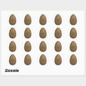 Sticker Rond Oeuf Mandala - Design Floral Boho complexe (Feuille)
