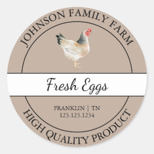 Sticker Rond Oeuf Marron de Poulet Frais de Ferme