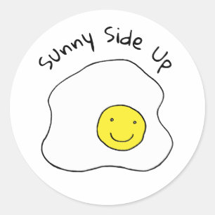 Sticker Rond Oeuf Souriant Sunny Side Up Petit déjeuner