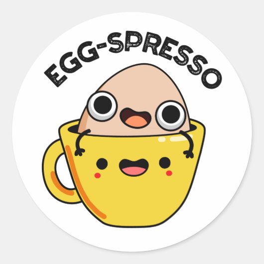 Sticker Rond Oeuf spresso Drôle Oeuf Coffee Pun (Devant)