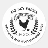 Sticker Rond OEufs d'aquarelle de poulet de ferme (Devant)