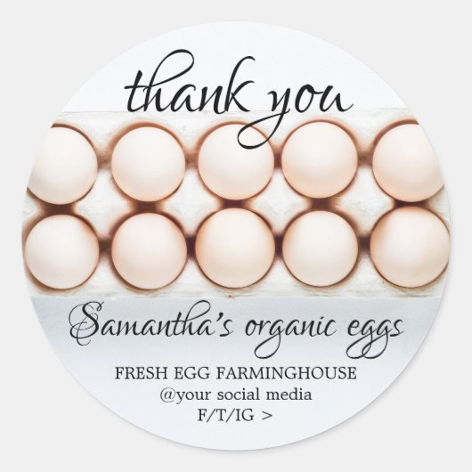 Sticker Rond Oeufs de la ferme de poulet biologique (Devant)