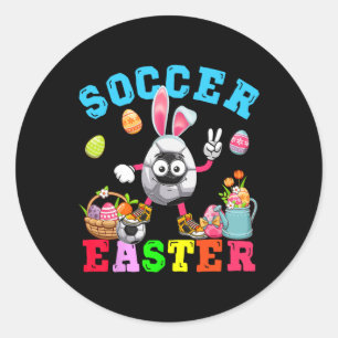 Sticker Rond Oeufs De Lapin De Pâques Jouer Costume De Football
