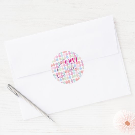 Sticker Rond Oeufs de Pâques colorés mignons (Enveloppe)
