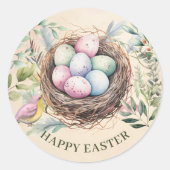 Sticker Rond Oeufs de Pâques dans la fête de Nest (Devant)