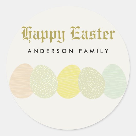 STICKER ROND OEUFS DE PÂQUES DOUX ET DOUX PERSONNALISÉS (Devant)