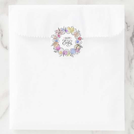 Sticker Rond Œufs de Pâques joyeux (Sac)