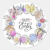 Sticker Rond Œufs de Pâques joyeux (Devant)