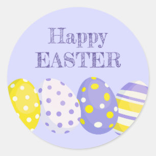 Sticker Rond Œufs de Pâques joyeux Fond Violet