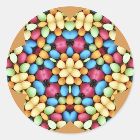 STICKER ROND OEUFS DE PÂQUES MULTICOLORES ~ (Devant)