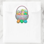 Sticker Rond Oeufs de Pâques peints en panier (Sac)