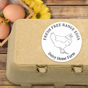 Sticker Rond Oeufs de poule personnalisés dessinés à la main si