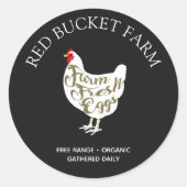 Sticker Rond Oeufs de poulet frais de ferme Rétro (Devant)