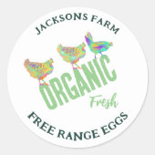 Sticker Rond Oeufs De Poulet Frais Libre Gamme Bio (Devant)