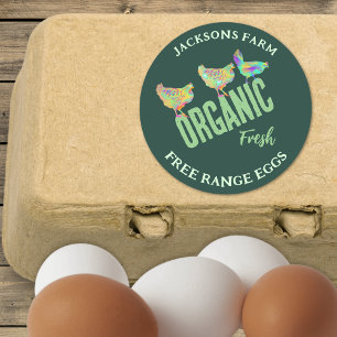 Sticker Rond Oeufs De Poulet Frais Libre Gamme Bio