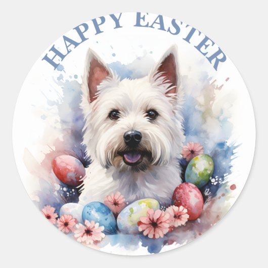 Sticker Rond Oeufs et fleurs de chocolat de Pâques - (Devant)