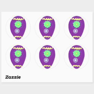 Sticker Rond Oeufs floraux pourpres Pâques