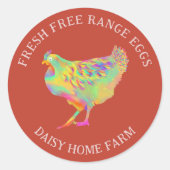 Sticker Rond OEufs frais Aquarelle Poulet d'affaires (Devant)