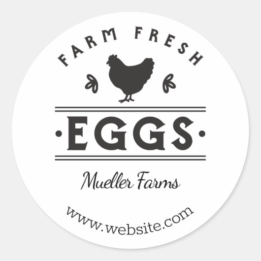 Sticker Rond Oeufs frais de ferme (Devant)