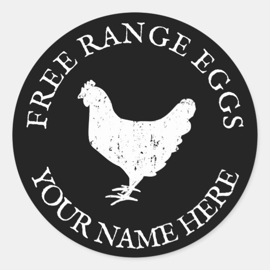 Sticker Rond OEufs frais de ferme libre silhouette de poulet (Devant)
