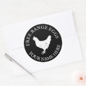 Sticker Rond OEufs frais de ferme libre silhouette de poulet (Enveloppe)
